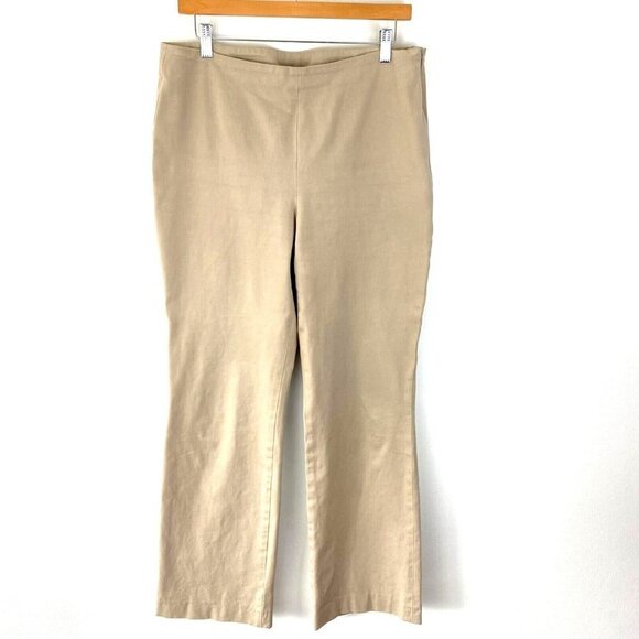 Soft Surroundings Pull On Chino Pants Women's Size 10 Tan High Rise Straight Leg - Picture 1 of 16